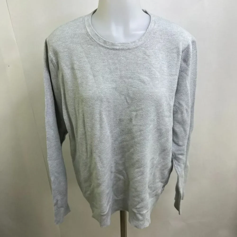 J. Crew Mercantile Cotton Pique Crewneck Sweater Long Sleeve Knitted Gray L Mens